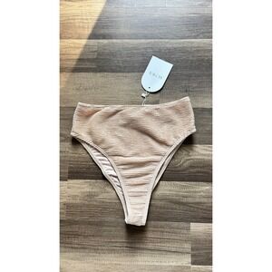 $168 NWT RUMER Cassidy High Waist Pant Women M Nude Textured Bikini Bottom